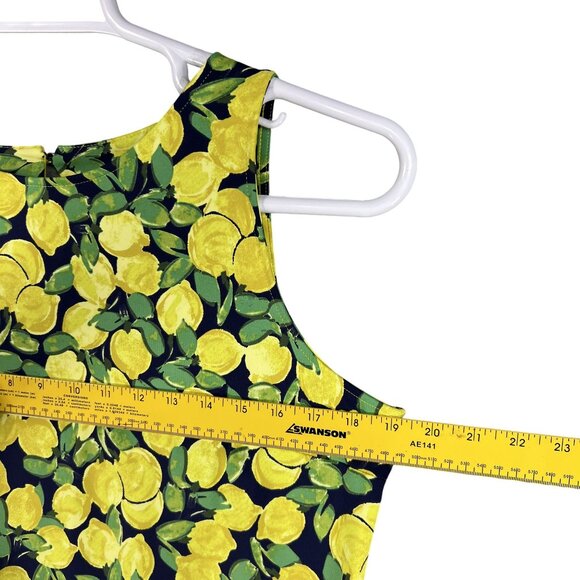 Talbots Women Lp Effortless Jersey Sleeveless Shift Dress Lemon Bunches Slimming - Picture 11 of 14
